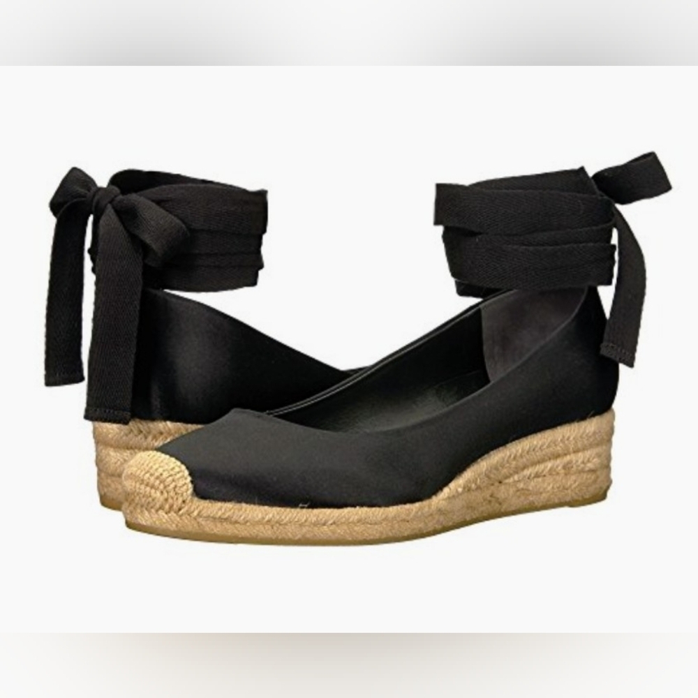 Tory Burch Black Espadrille Wedge Sandals